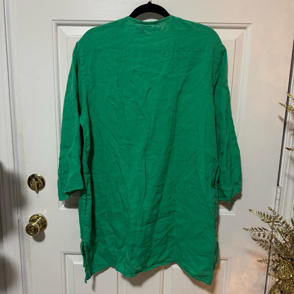 Gudrun Sjoden Green Linen Top Size Large - Picture 6 of 8